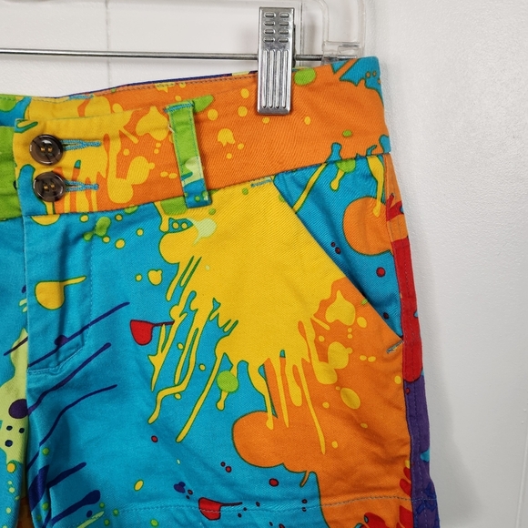 Loudmouth Womens Short Shorts Sz 0 Drop Cloth Paint Splatters Golf Golfing - Picture 3 of 10